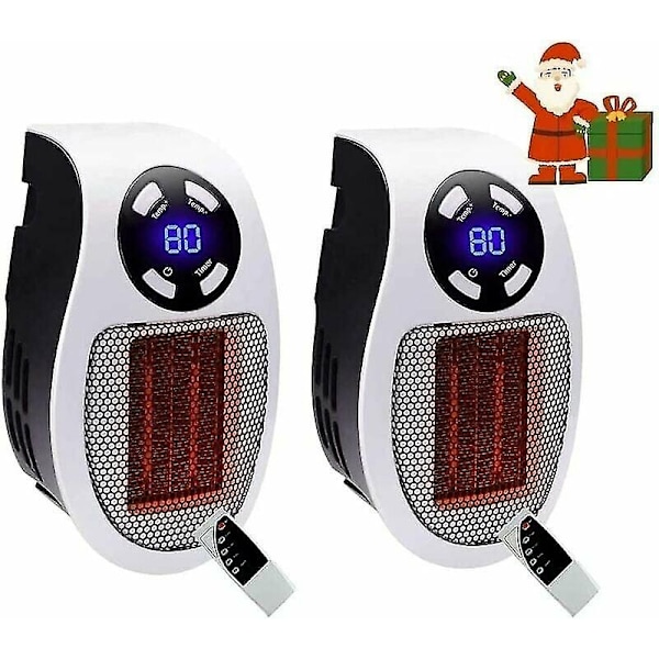 2-pack 500W Keramisk Fläktvärmare Mini Portabel Element med Uttag - WELLNGS