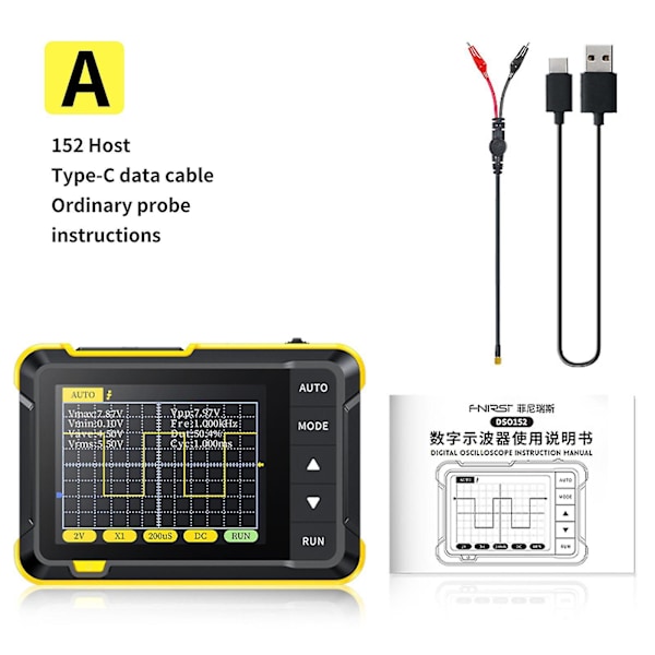 Dso-152 Fnirsi Mini 200kmhz Håndholdt Lcr Digitalt Oscilloskop Transistor Tester Yo（A-Standardversion）
