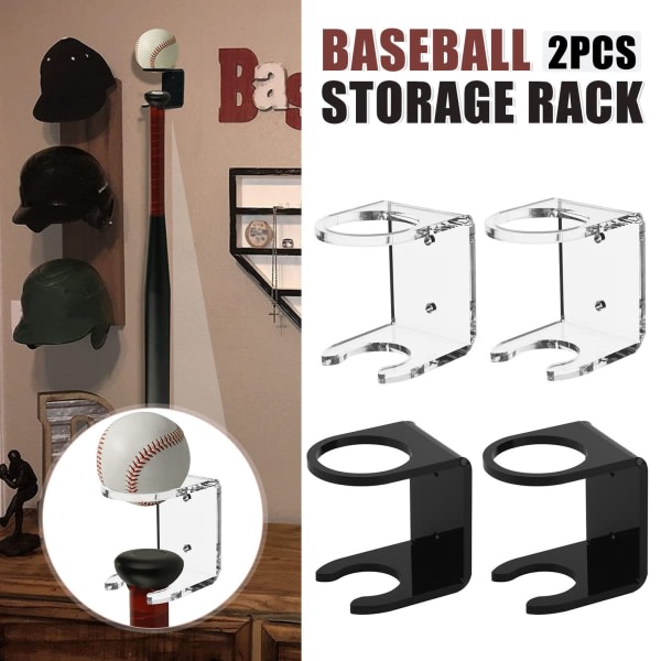 Baseball Forvaringsställ Väggmontert Softbollholdere Bat Display Stand For Home Svart 2 Pack