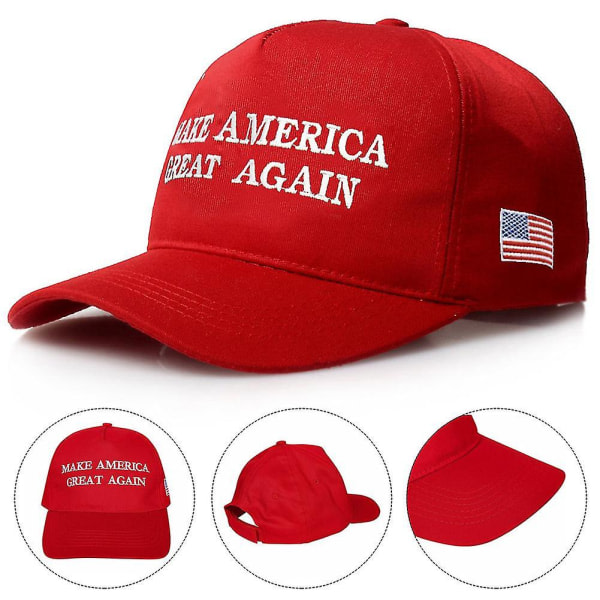 Yhdysvaltain presidentinvaalien kirjailtu hattu, johon on painettu Keep Make America Great Again -lippalakki New