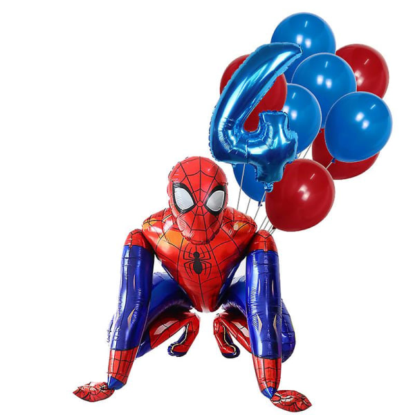 Spider-Man Hero Folie Ballong nummer Bursdagsfest dekorasjon 4