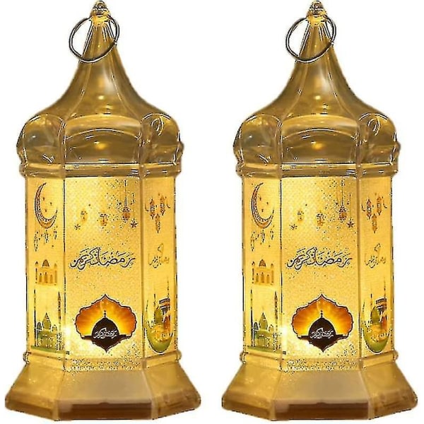 2st Ramadan Lantern Lights, Ramadan Bordslampa, Ramadan dekorationer för hemmet - Ramadan presenter för barn, Ramadan dekorationer Eid Decor 2pcs