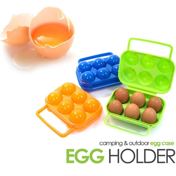 Oppbevaringsboks for egg, oppbevaringsboks for eggbeholder Multi i kjøleskap Utendørs piknikcamping, bærbart håndtak Eggoppbevaringsboks (6 rom)