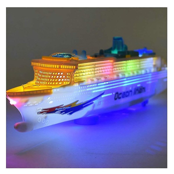 Farverig børnefarver krydstogtskibsbåd elektrisk blinkende LED-lys Lydlegetøj, 50x11x6 cm/19,7x4,3x2,3 tommer