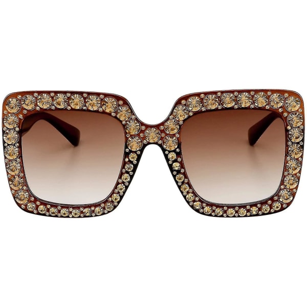 Rol Girl Elton Square Rhinestone Solbriller Overdimensjonerte Diamond Bling Bling-briller