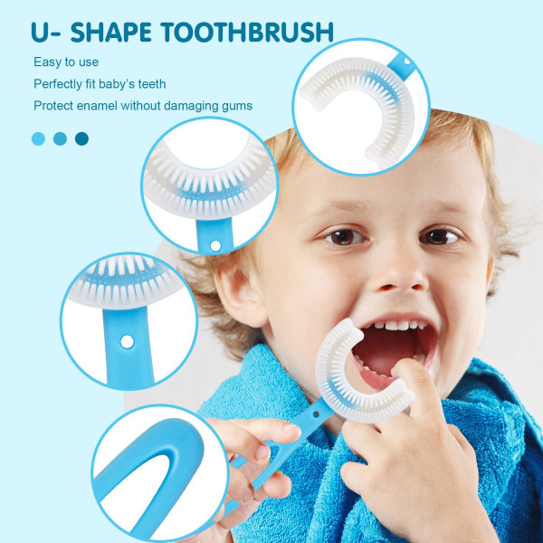 2kpl Kids U -muotoinen hammasharja, elintarvikelaatuinen pehmeä silikoni