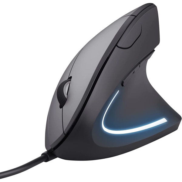 Lodret mus, ergonomisk mus, LED-belysning, PC-mus med kabel