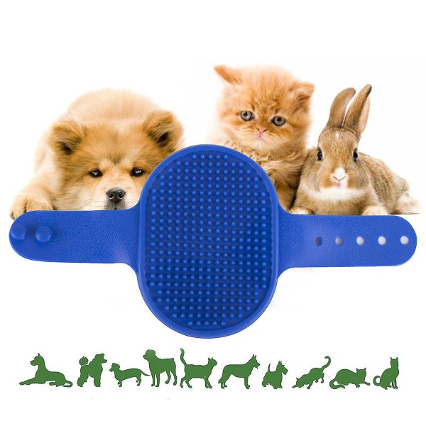 Husdjursskumbadborste, schampokammare, leie hår og massasje (blå)