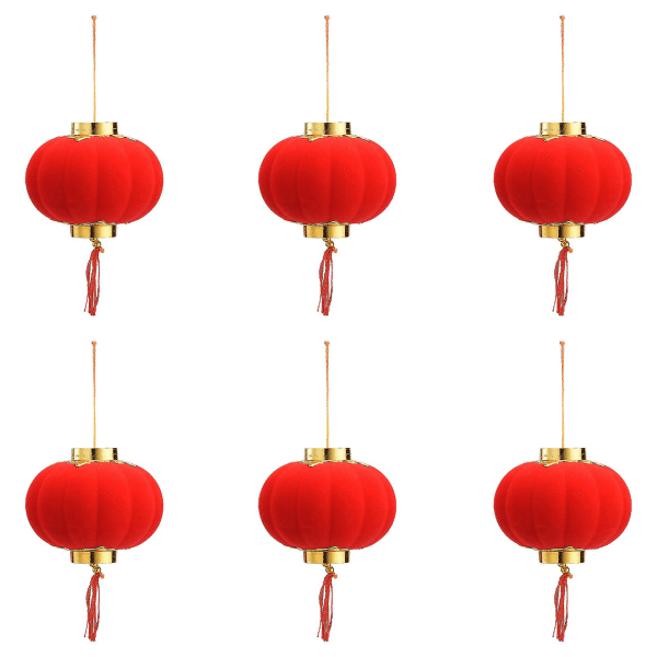 Liten röd lykta Bonsai Kreativ gåva Gör-det-själv-hantverk Dekorativ Mocka Vårfestival Fest Hängande dekorasjoner（4,13In）