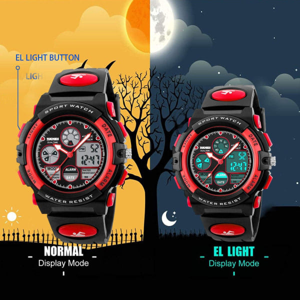 Digital Sportklocka för Barn, Pojkar Flickor Vattentät Sport Utomhusklockor Barn Casual Elektroniska Analog Quartz Armbandsur med
