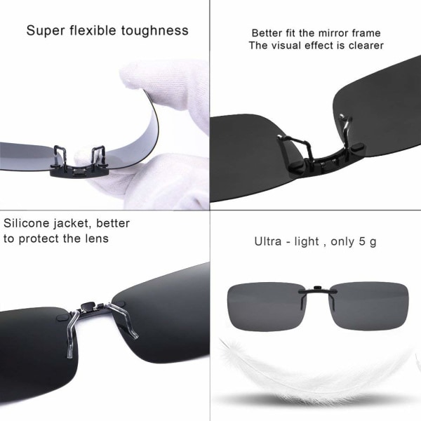 Polarisoidut Unisex Clip on aurinkolasit silmälaseille - Good Clip Style -aurinkolasit likinäköisyyteen laseille ulkona/ajo/kalastus