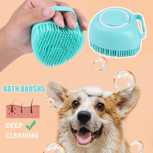 Husdjur Hund Katt Badrengöringsborste Mjuk silikon duschborste Multifunktionellt bad Snabbrengöring Skrubbning Artefakter Rosa