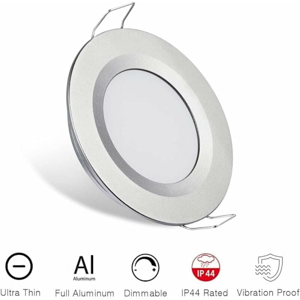 4x 12V LED Downlights 58-65mm - RV/Båd Loftslamper