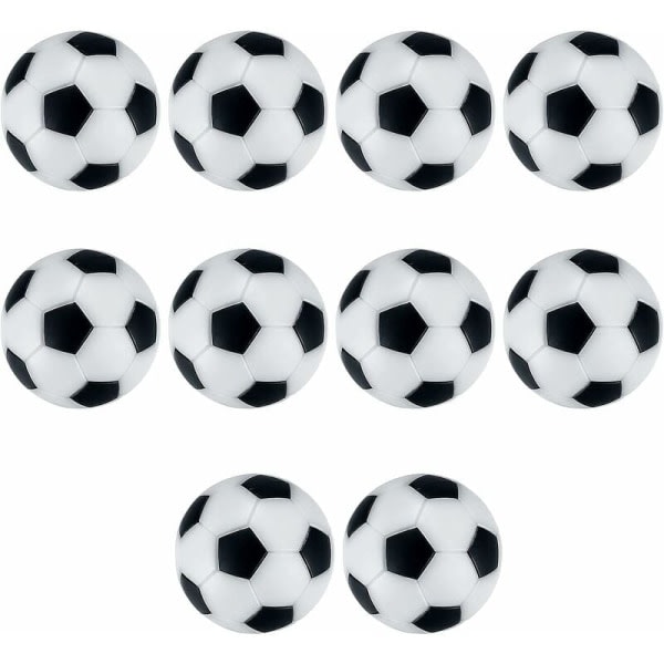 10. minifotboller 32 mm/1,26 tum Bordsfotbollsersättningsfotboller for voksne og barn (svart og vitt)