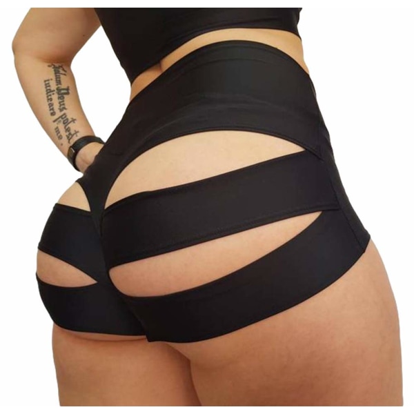 Kvinnors Cut Out Yoga Shorts Scrunch Booty Hot Pants Hig
