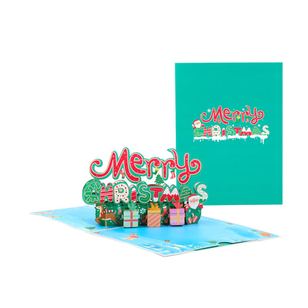 Glædelig jul Pop Up Card, 3d Popup lykønskningskort til jul