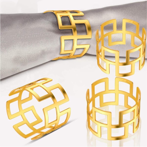 Gold leaf napkin ring napkin buckle 6pcs