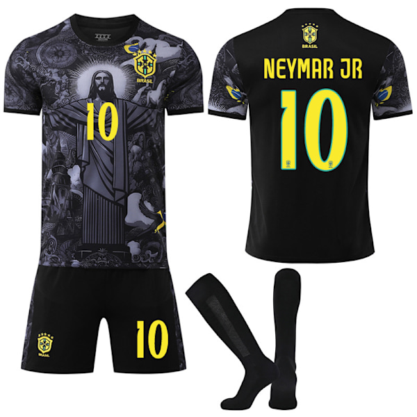 2025-2026 Brasilien Kortärmad Fotbollströja Barn Vuxen Med Strumpor Nr.10 Neymar Jr 26