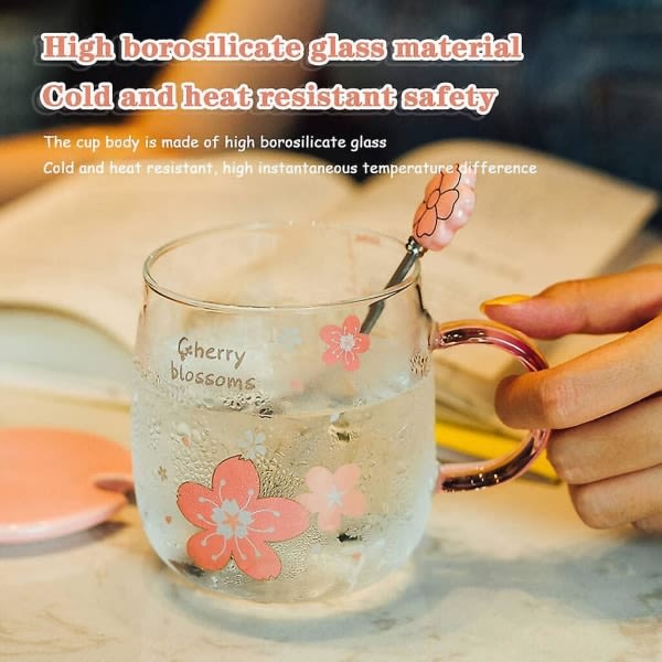 Sakura Mug Creative Sakura Cup Coaster, 17,6 oz stor kapasitet (stor blomma, 17,6 oz)