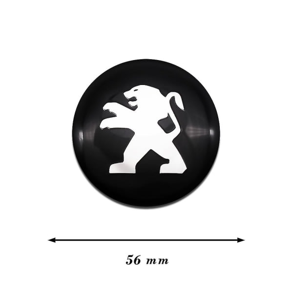 4st svarta bilhjulsdekaler Cap Logo Emblem Dekaler Styling för Peugeot 107 108 206 207 301 308 307 407 408 50,4st Peugeot Svart