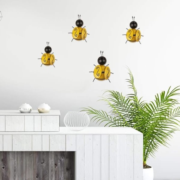Dewenwils 4 delar Metal Bee Wall Decor Bee Wall Art for Outd DXGHC