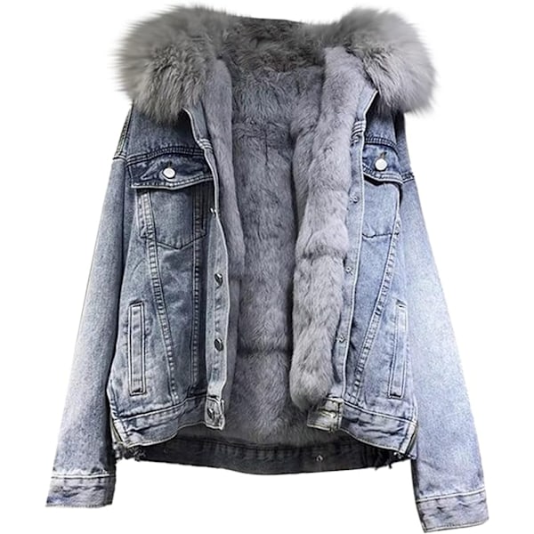 Dam Denim Fleece Paksu Untuva Talvitakki Irrotettava Puuvilla Denim Takki Vuorattu Takki Jeans Turkilla Lämmin Talvitakki Huppu Kaulus Ulkovaatteet