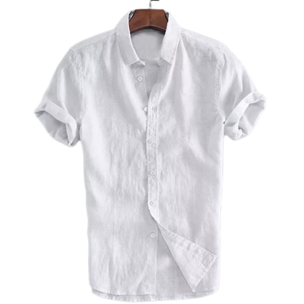 Herreoverdele Sommerstrand Kortærmet Button-down Casual skjorte Hvid S