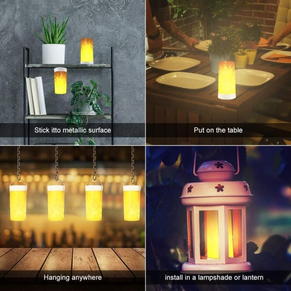 LED flammelampe, USB-ladbare flamme nattlampe, vanntett