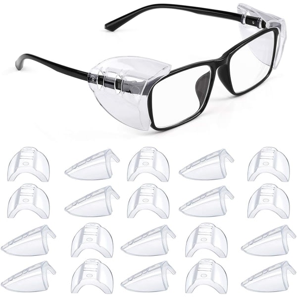 12 par glassøyon sidobeskyttelse, fleksibel sidobeskyttelse for beskyttelsesglasögon Passar små til store glassögon Universal