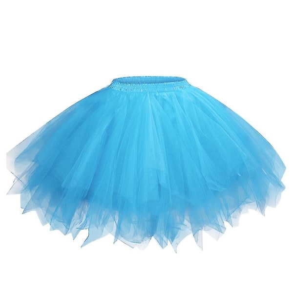 Kvinnor Mesh Tyllkjol Princess Elastisk kjol Vuxen Kort Tutu Dansande kjol Blue M