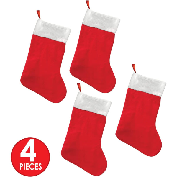 4-delt filt julestrømper, 15' (rød/hvit)