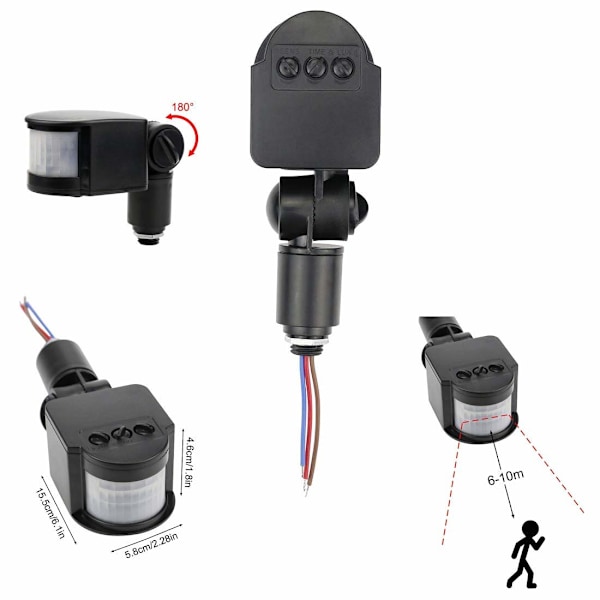 Udendørs PIR DC 12V Automatisk Infrarød PIR Bevægelsessensor Switch