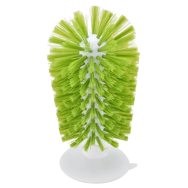 Glasbørste ABS Nylon Vertikal Design Giftfri Sugkopp Rengjøringsbørste for Glasbeger Vannflaske (Grønn)