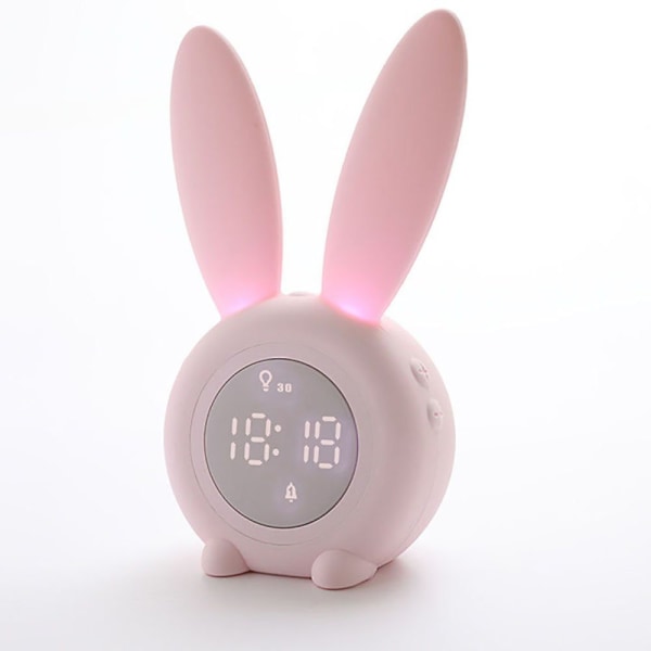 vekkerklokke, Cute Rabbit barnevekkerklokke, kreativ nattbordslampe, gave