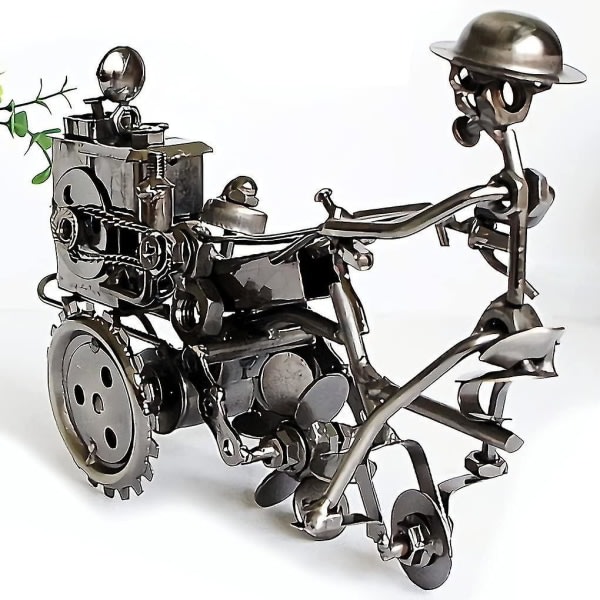 Samling Konst Skulptur Handgjord metalli moottoripyörä Traktor Modell Kreativt skrivbord Tillbehör Dekorativ moottoripyörä