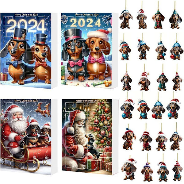Uusi 2024 Dachshund Joulukalenteri Dog Blind Box C