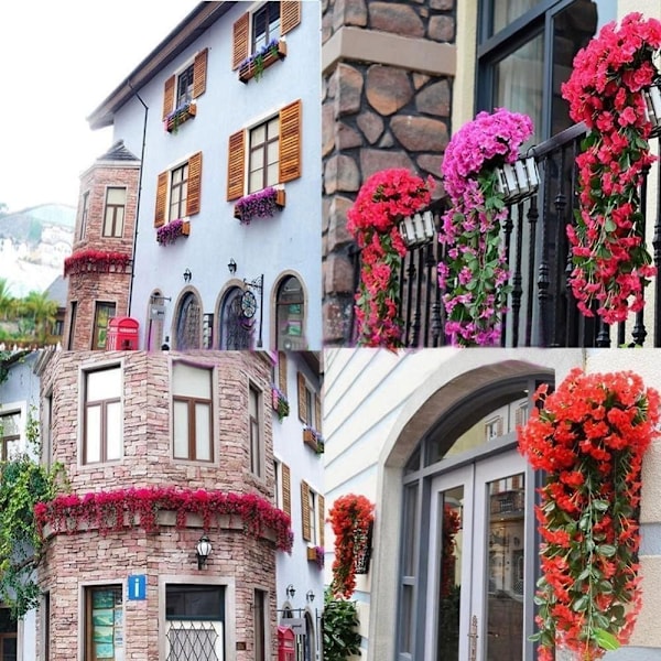 Konstgjorda Hängande Blommor och Växter Dark Purple