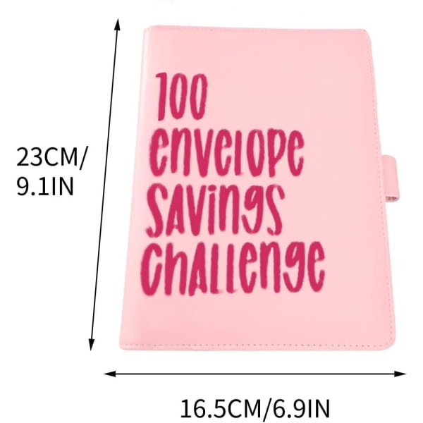 100 Envelope Challenge Pärm Enkla måte å spare, Savings Challenge Pärm, Budgetpärm med kontantkuvert (rosa)