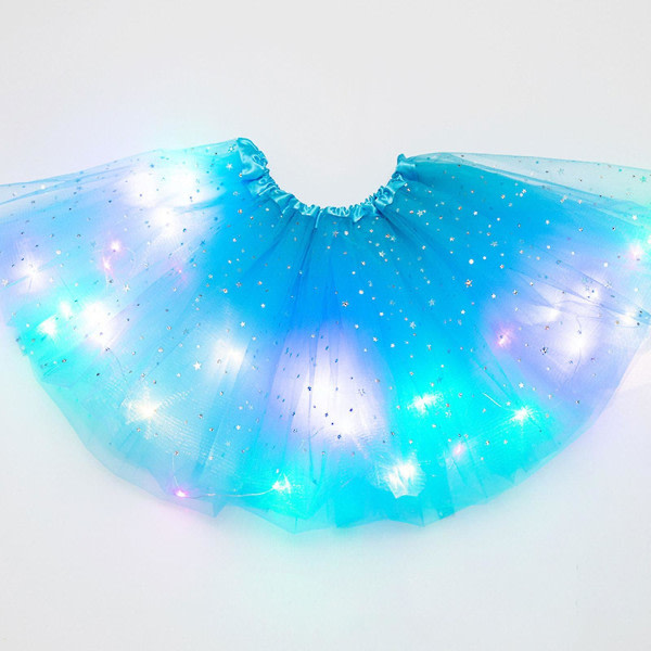 Kvinder Led Light Up Glow Dance Tutu 3 Layer Skirt Fancy Party Ballet Dress Sparkly Brown