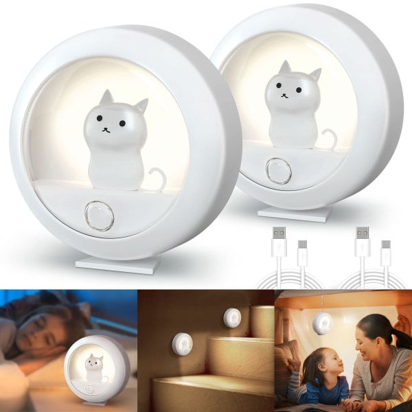 LED nattlampa för barn - 2 stycken USB uppladdningsbar natt