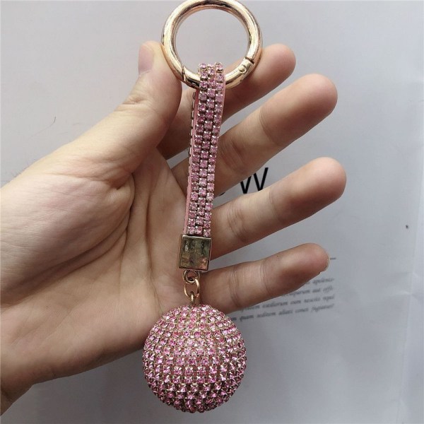 Rhinestone læderrem Crystal Ball Pendant nøglering 4 4