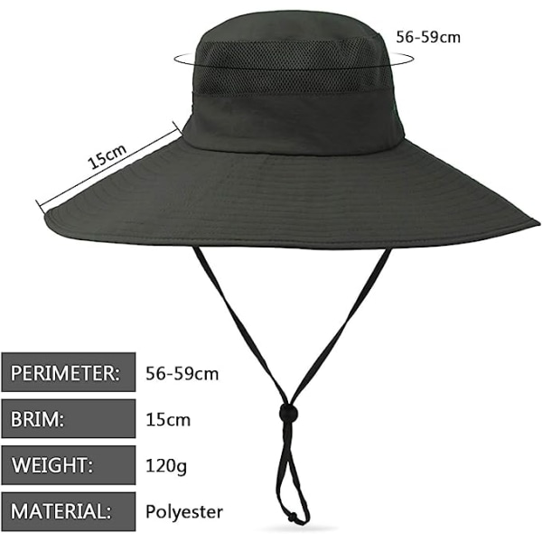 Solhat med bred skygge til mænd Campinghat Bucket Hat