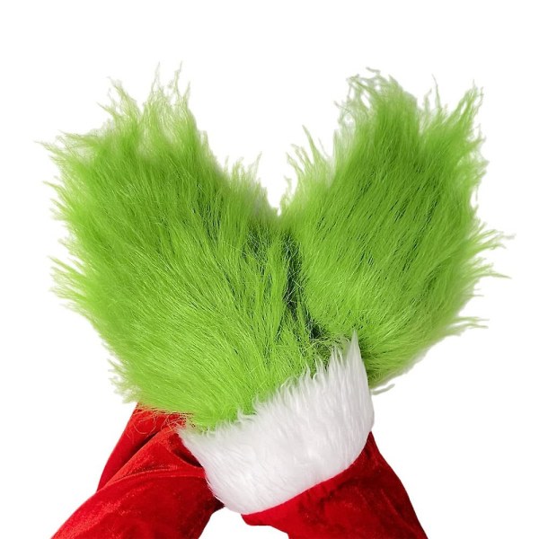 Julgrönt hirviö plyschhandskar Vuxna Barn Xmas Party Grinch Cosplay Kostym rekvisita Vuxen