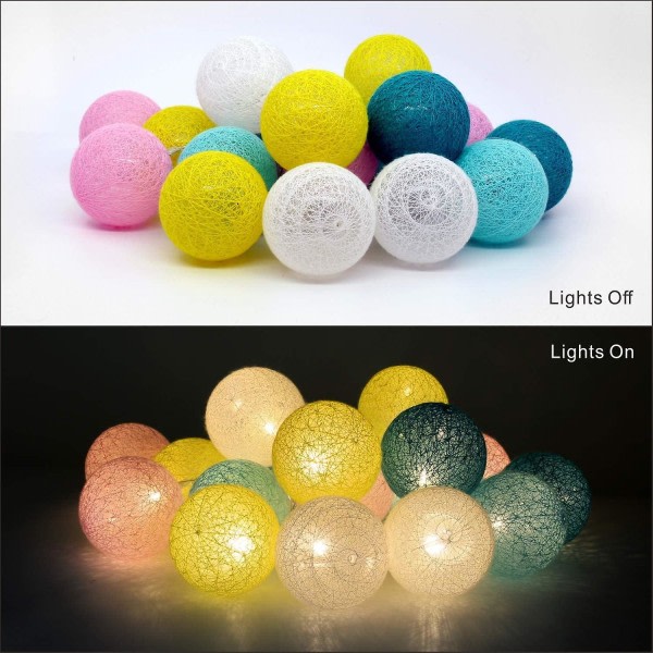 Cotton Ball Fairy Lights - 3m 20 Led Light String Portable Led Fairy Lights för inomhusbruk