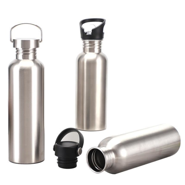 304 stor mund enkeltlags sportsvandflaske i rustfrit stål bærbar koldtvandsflaske 1L