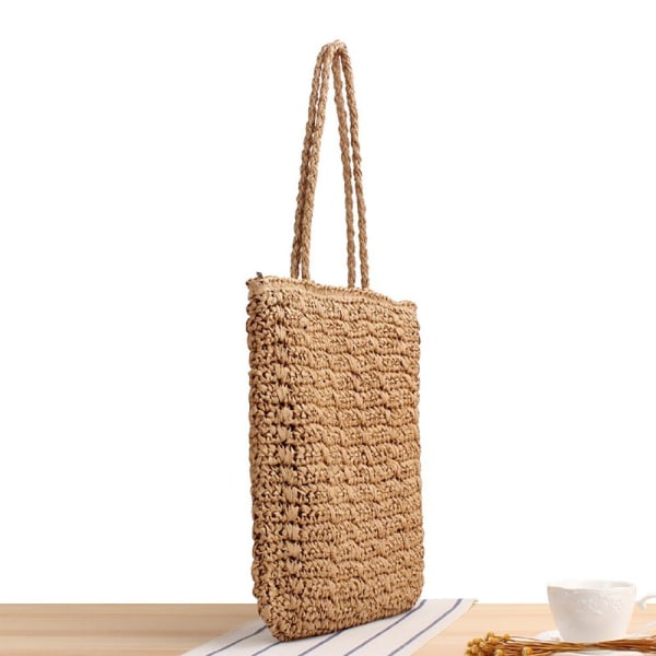 Strandtaske med lynlås, sommerhåndtaske til rejseferie