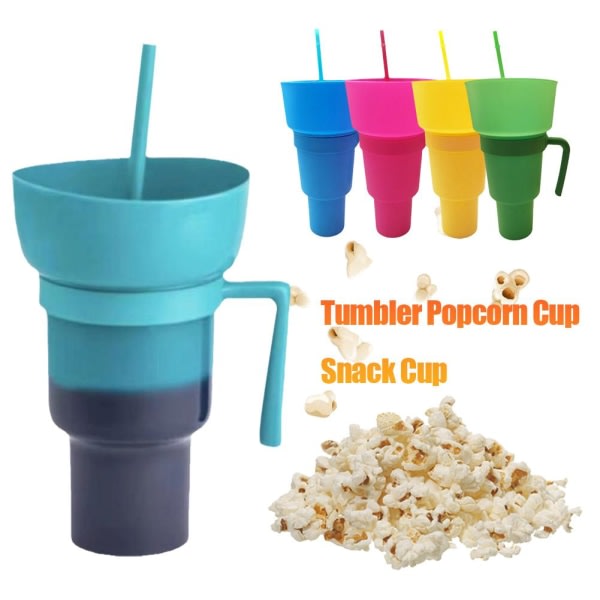 Stadion Tumbler Popcorn Cup Snack Cup Multifunktionel Cup 1000m blå 1L