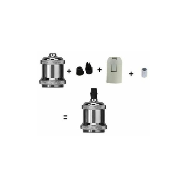 En uppsättning med 3-sockel E27 Spiral DIY Retro Lamp Adapters för Pendel Light Suspension, Silver