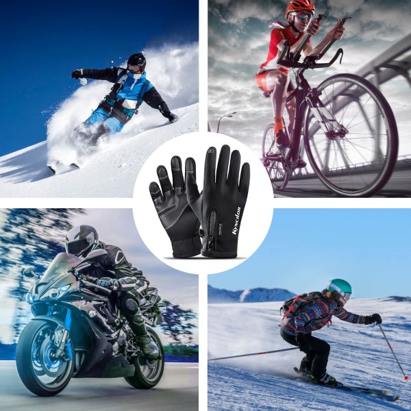 Touchscreen-handsker cykelhandsker løbehandsker vintervarme sportshandsker mænd kvinder vindtætte vandtætte vinterhandsker til cykling, vandreture, skiløb