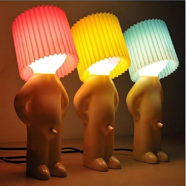 Kreativ Lampa Stygg Pojke Blyg Man Liten Nattlampa - Heminredning - Eu Plug - Blå